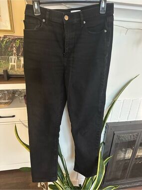 Black High-Rise Straight Leg Cropped Jeans